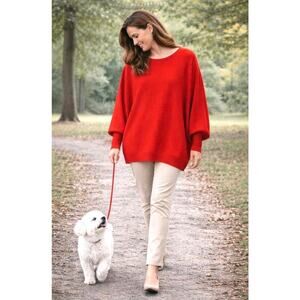 Eileen Fisher Dolman Sleeve Merino Wool Sweater, Burnt Orange, Xl